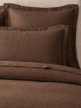 Restoration Hardware RH Stonewashed Belgian Linen Euro Sham Brown Luxury